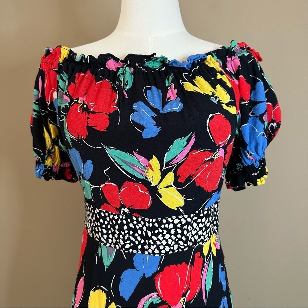 Rixo X Target Floral Maxi Dress Women 2 Puff Sleeve Boho Bright Fiesta Colorful - Picture 5 of 13